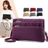 Summer Multilayer Canvas Zipper Sling Bag Solid Color Female Diagonal Package