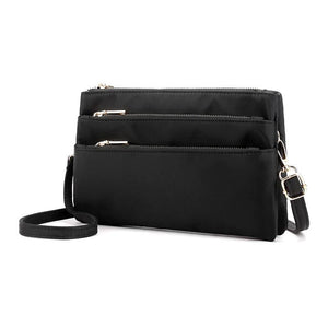 Summer Multilayer Canvas Zipper Sling Bag Solid Color Female Diagonal Package