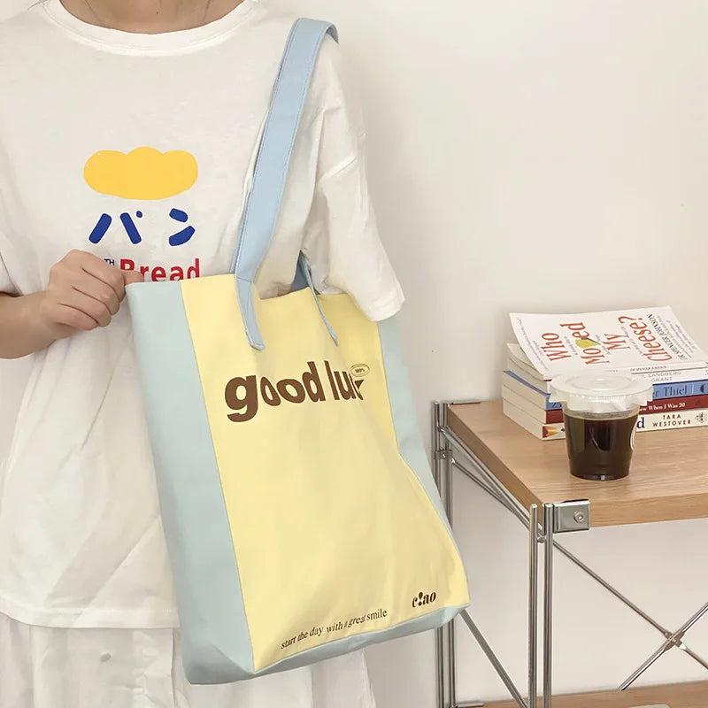 Canvas Shoulder Shopper Bag for Women Large Tote Handbags Purses