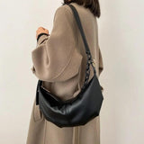 Vintage Soft Leather Crossbody Bags for Women with Chains Shoulder Strap