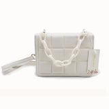 Plaid Shoulder Bag Handbag for Women Embossed Flap Crossbody Bag