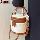 Vintage Bucket Messenger Bag Ladies Scarf Handle Handbag