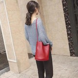 Vintage Bucket Totes Shoulder Crossbody Bag PU Leather for Women