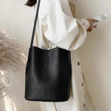 Vintage Bucket Totes Shoulder Crossbody Bag PU Leather for Women