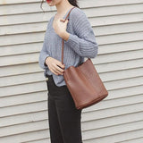 Vintage Bucket Totes Shoulder Crossbody Bag PU Leather for Women