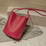 Vintage Bucket Totes Shoulder Crossbody Bag PU Leather for Women