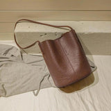 Vintage Bucket Totes Shoulder Crossbody Bag PU Leather for Women