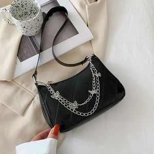 Vintage Butterfly Chain PU Leather Shoulder Bag