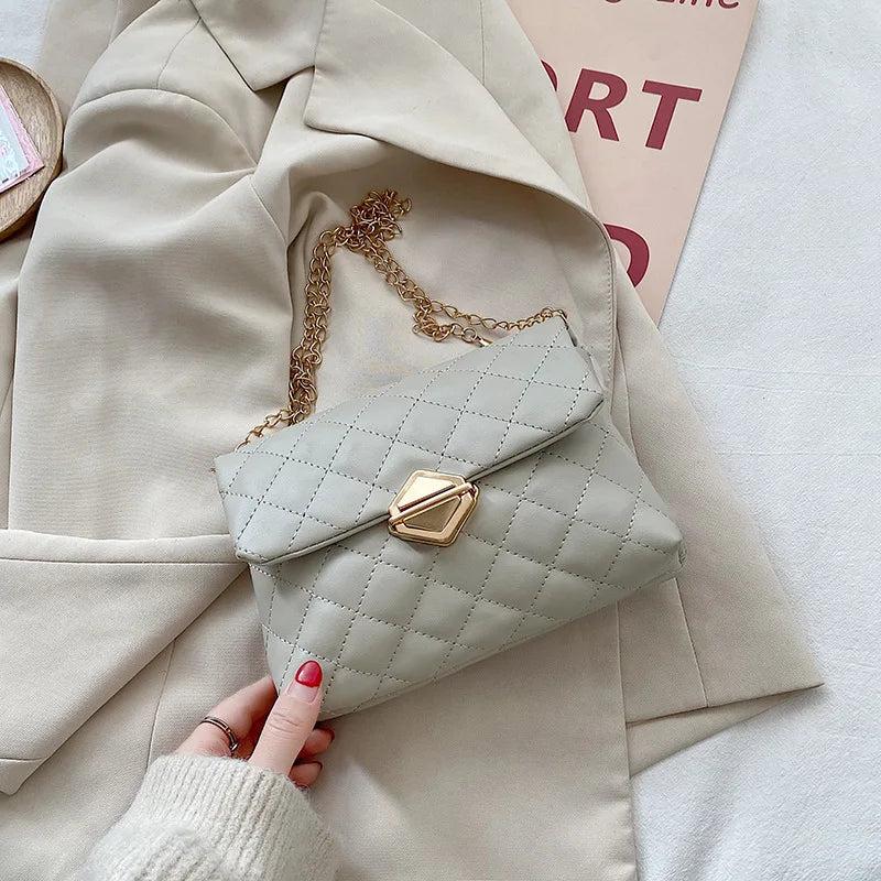 Diamond Lattice Mini Shoulder Bag PU Leather Flap Crossbody Bag