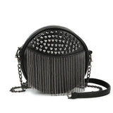Punk Style Chain Shoulder Bag Small Rivet Tassel Crossbody Bag