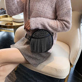 Punk Style Chain Shoulder Bag Small Rivet Tassel Crossbody Bag