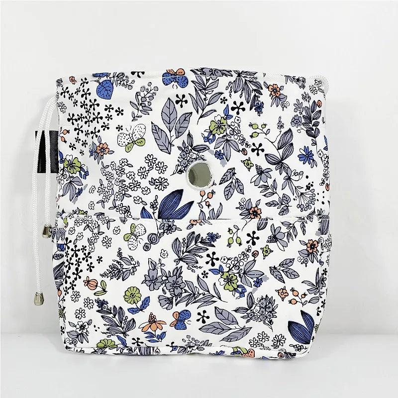 Flower Drawstring Canvas Bag for Obag Moon Style Inner Bag