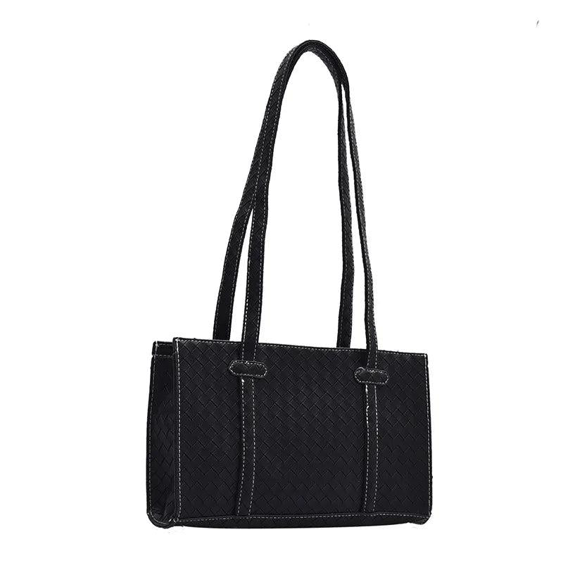 Woven Handbags Women Bales Tide Weave Hand Shoulder Lady Retro Solid Purse Small