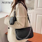 Embroidered Chain Square Bag with Small Purse PU Leather