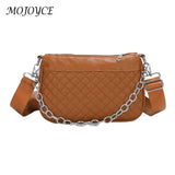 Embroidered Chain Square Bag with Small Purse PU Leather