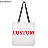 Customized Logo Linen Shoulder Bags Personalized Canvas Tote Handbag