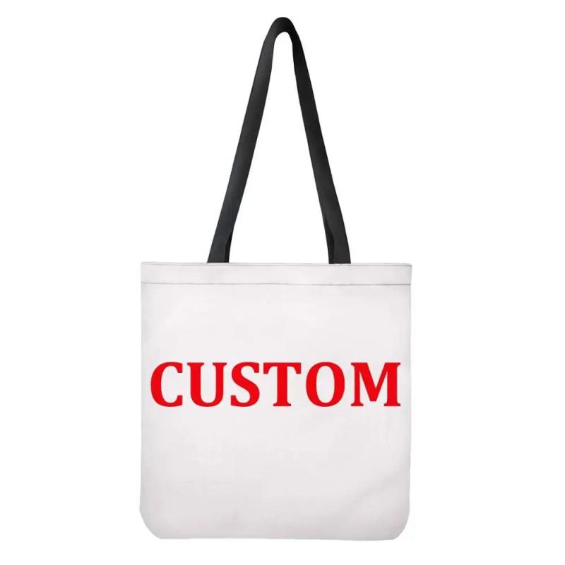 Customized Logo Linen Shoulder Bags Personalized Canvas Tote Handbag
