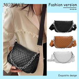 Embroidered Chain Messenger Bag with Small Purse for Weekend Vacation