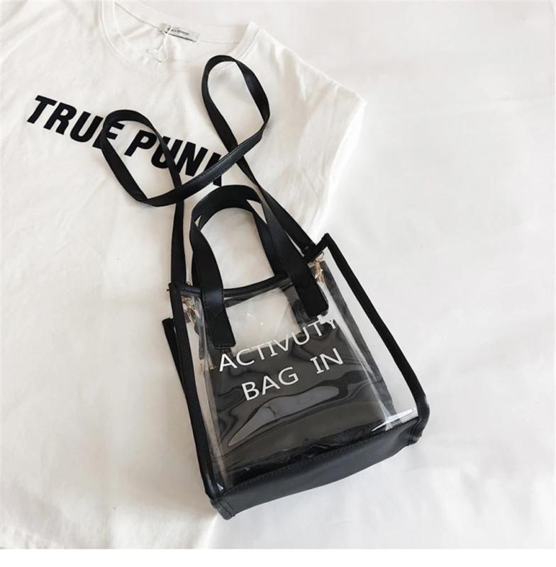 Women Transparent Shoulder Bag Composite Tote