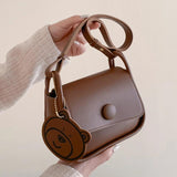 Vintage Brown Bear Small Bag Women Handbag Ladies Shoulder Clutch Purse