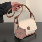 Vintage Brown Bear Small Bag Women Handbag Ladies Shoulder Clutch Purse