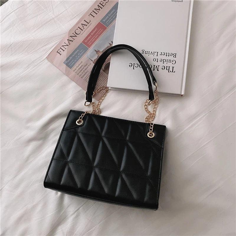 Retro Chain Crossbody Handbag High PU Leather Women's Shoulder Bag