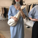 Canvas Shoulder Bag Harajuku Vintage Zipper Soft Book Bolsa