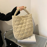 Corduroy Grocery Bag Soft Big Capacity Casual Handbags