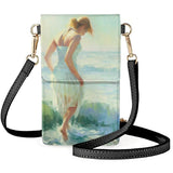 Coloranimal Retro Oil Painting Seaside Ladies Tulle Literary Leather Phone Bag