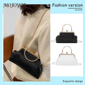 Chain Evening Bag PU Leather Soft Metal Buckle Wedding Banquet