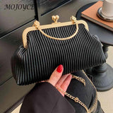 Chain Evening Bag PU Leather Soft Metal Buckle Wedding Banquet