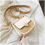 Shoulder Bags Women Panelled Cross Body Handbag PU Leather Students Shopping Bag