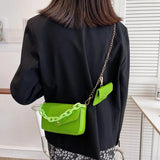 Solid Pu Ladies Chain Small Square Bag Two-In-One Plaid Student