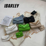 Solid Pu Ladies Chain Small Square Bag Two-In-One Plaid Student