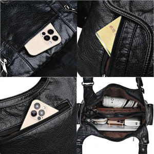 Soft Large Capacity Leather Tote Bags High Female Shoulder Bags