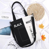 Youth Letter Print Canvas Tote Bag Girls Crossbody Shoulder School Satchel