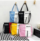 Youth Letter Print Canvas Tote Bag Girls Crossbody Shoulder School Satchel