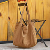 Solid Canvas Shopping Tote Bag Large Capacity