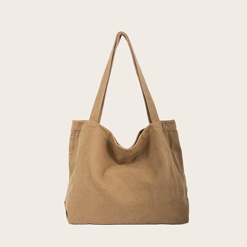 Solid Canvas Shopping Tote Bag Large Capacity