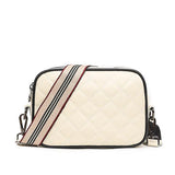 Woven Wide Strap Shoulder Bag Lozenge Leather Messenger Wallet