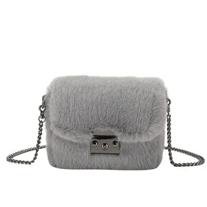 Mink Fur Small Square Bag Hand-Carrying One-Shoulder Messenger Bag