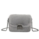 Mink Fur Small Square Bag Hand-Carrying One-Shoulder Messenger Bag