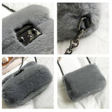 Mink Fur Small Square Bag Hand-Carrying One-Shoulder Messenger Bag