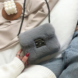 Mink Fur Small Square Bag Hand-Carrying One-Shoulder Messenger Bag
