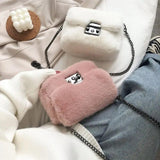 Mink Fur Small Square Bag Hand-Carrying One-Shoulder Messenger Bag