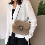 Mink Fur Small Square Bag Hand-Carrying One-Shoulder Messenger Bag