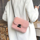 Mink Fur Small Square Bag Hand-Carrying One-Shoulder Messenger Bag
