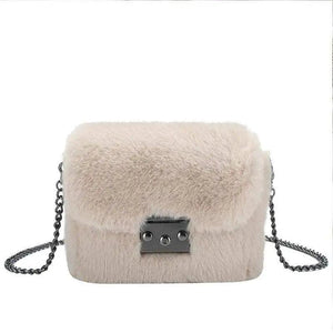 Mink Fur Small Square Bag Hand-Carrying One-Shoulder Messenger Bag