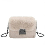 Mink Fur Small Square Bag Hand-Carrying One-Shoulder Messenger Bag