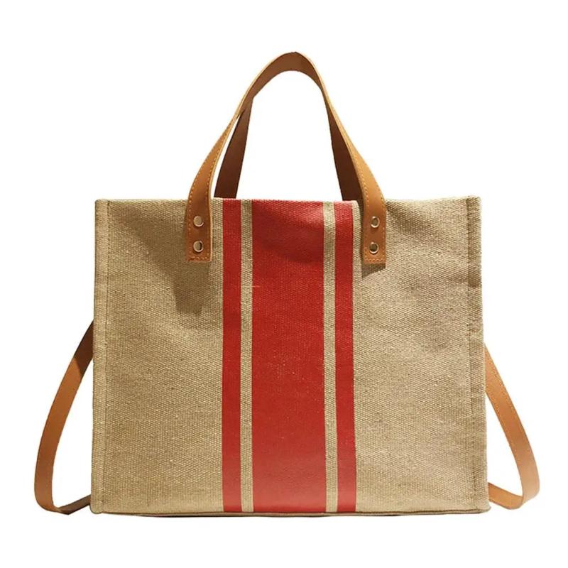 Ladies Canvas Shoulder Handbag Travel Tote Top-handle Shopping Bag